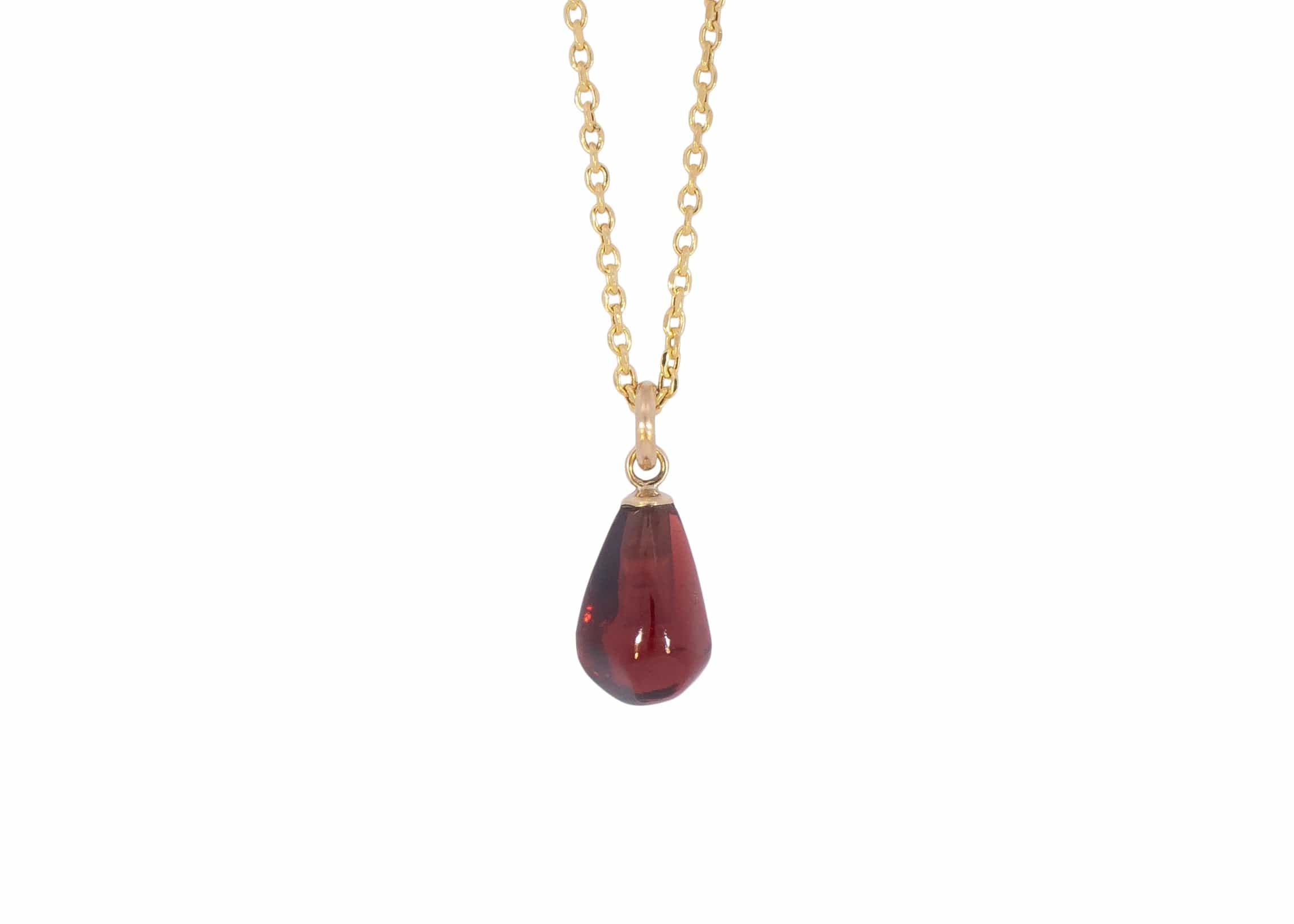 14k gold and red garnet pomegranate seed necklace