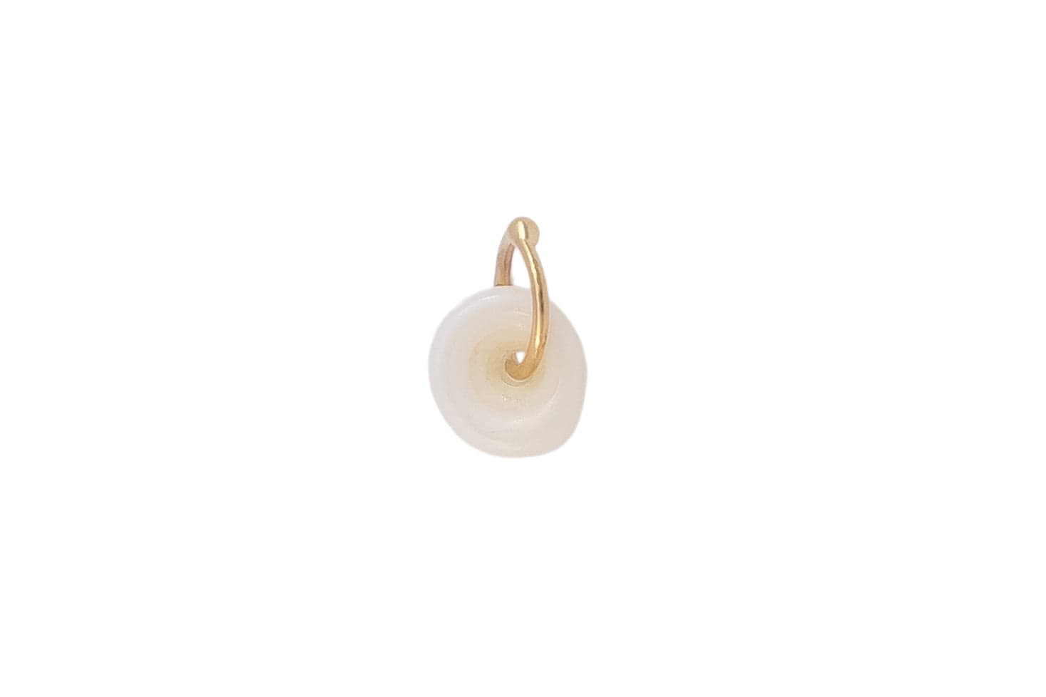 puka shell charm with solid 14k gold loop