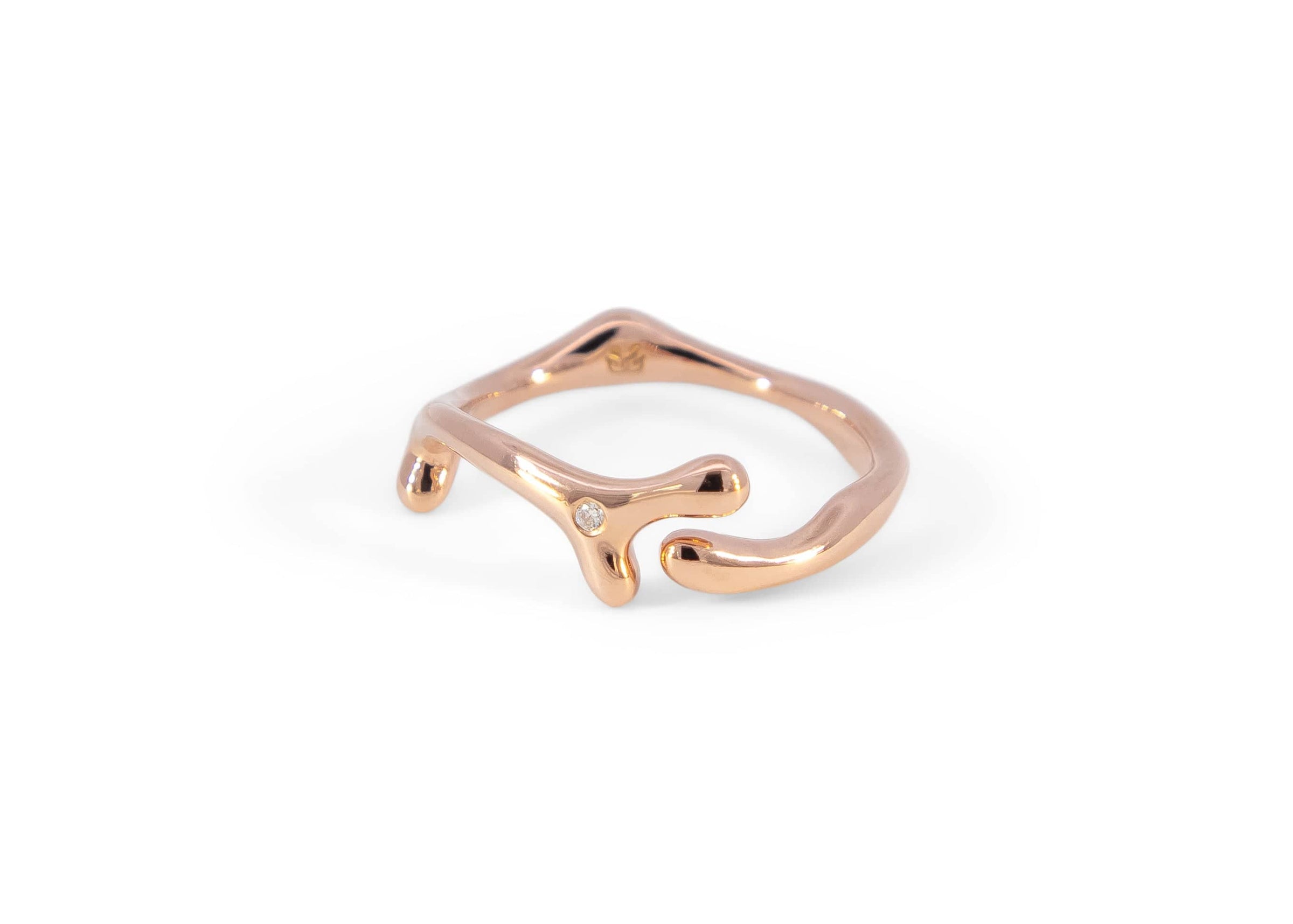 rose gold seaweed ring with diamond