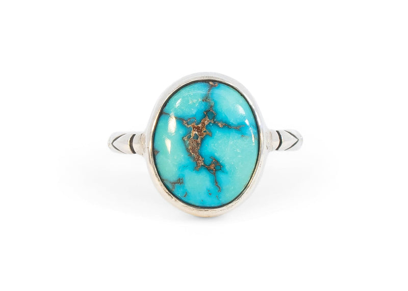 sterling silver egyptian turquoise ring with oxidized detailsa