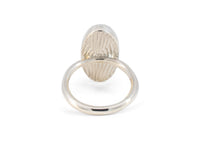 back of sterling silver elongated abalone shell ring