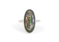 sterling silver elongated abalone shell ring
