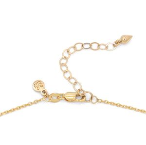 gold lobster clasp with extension chain and pear element