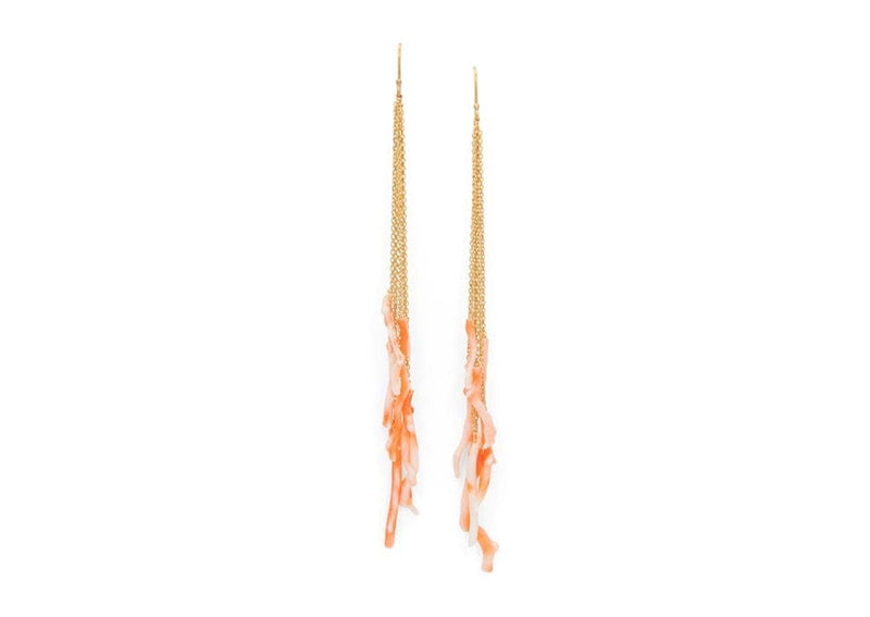 handmade pink coral dangly earrings