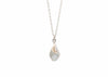 faceted silver teardrop pendant on chain