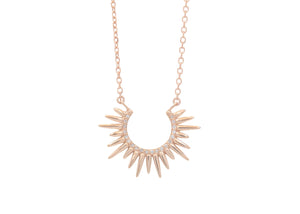 spiky rose gold urchin necklace with diamonds