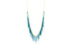 Sea urchin inspired 14k Gold Vermeil fringe necklace with powder coated blue spikes 