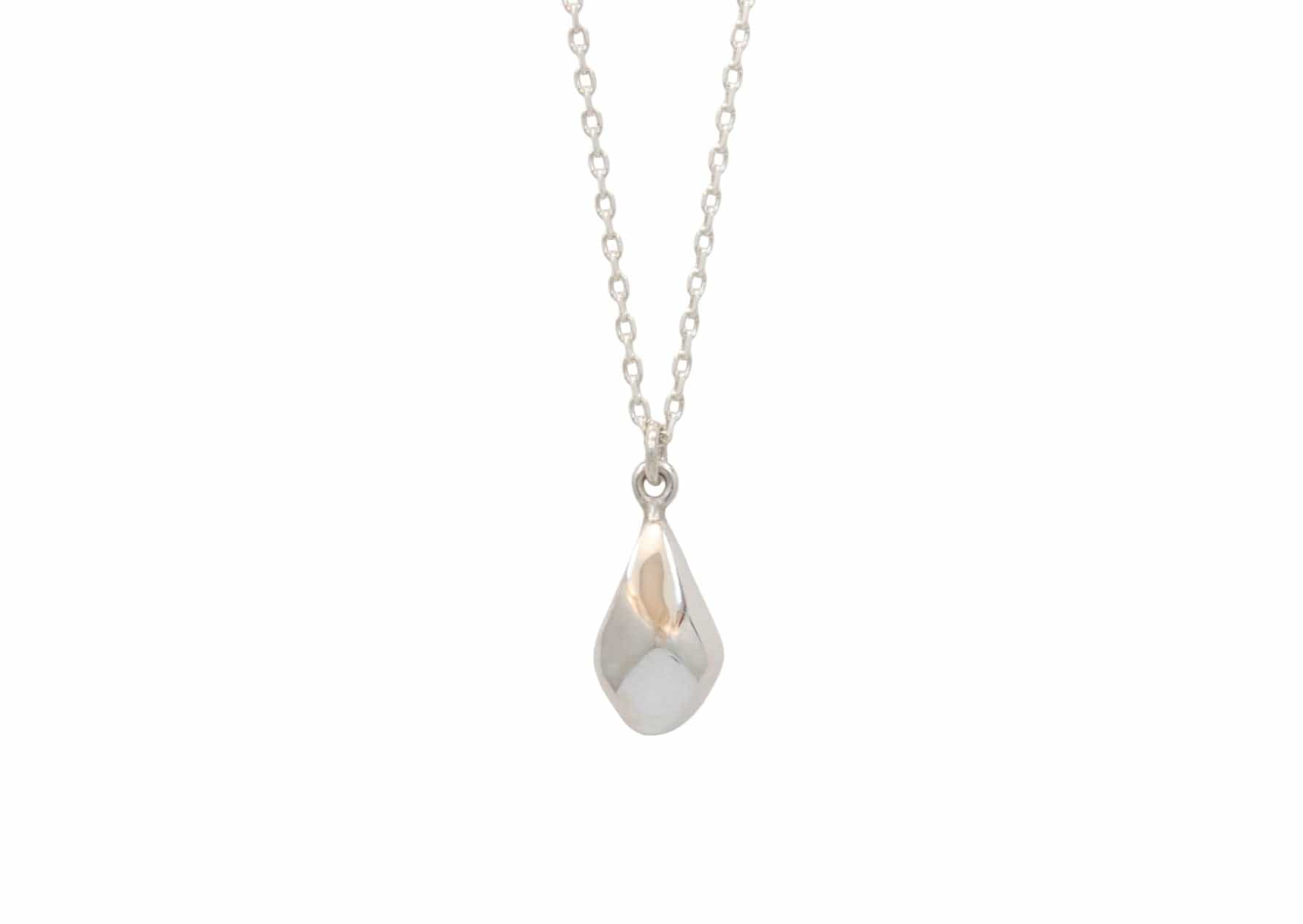faceted silver teardrop pendant on chain