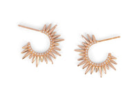 spiky rose gold sea urchin earrings with pave set diamonds
