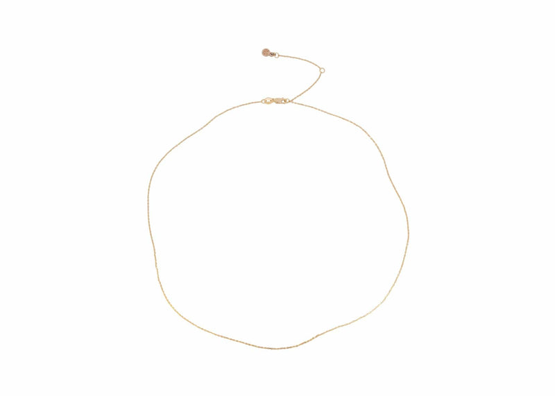 plain adjustable fine 14k gold diamond cut cable chain