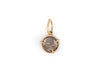 back of phoenician coin charm with 14k gold claw setting