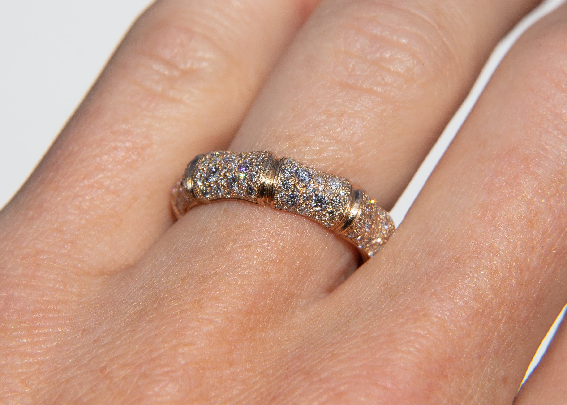 Bamboo Band with Pavé-Set Diamonds