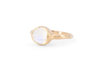 14k gold blue moonstone ring with carved arrow details