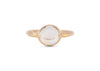 front of 14k gold blue moonstone ring with carved arrow details