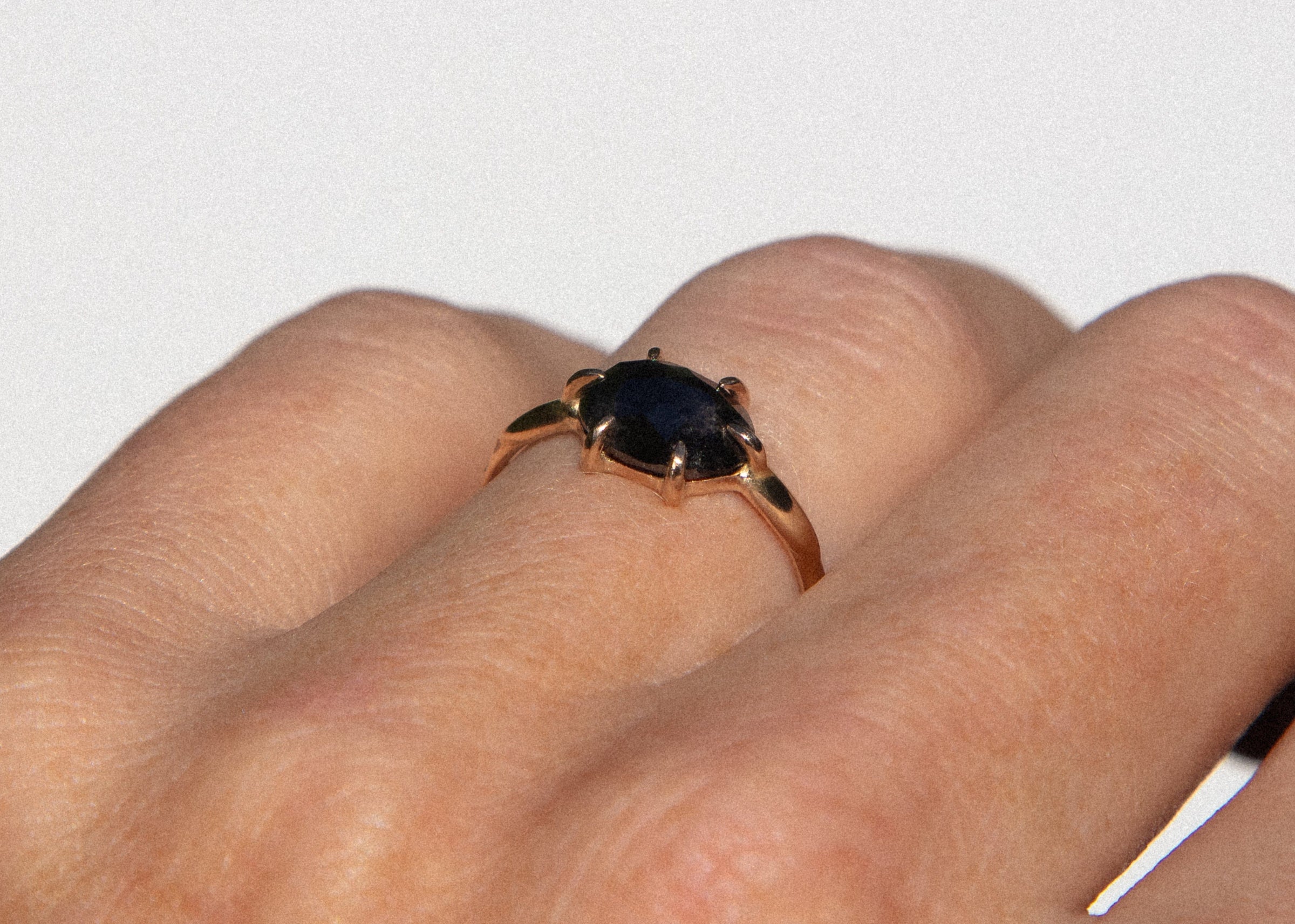 Rose Cut Salt & Pepper Diamond Arrow Ring