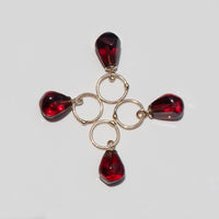 garnet pomegranate seed charms with gold rings