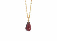 14k gold and red garnet pomegranate seed necklace