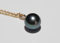 Tahitian Pearl Necklace w/Diamonds