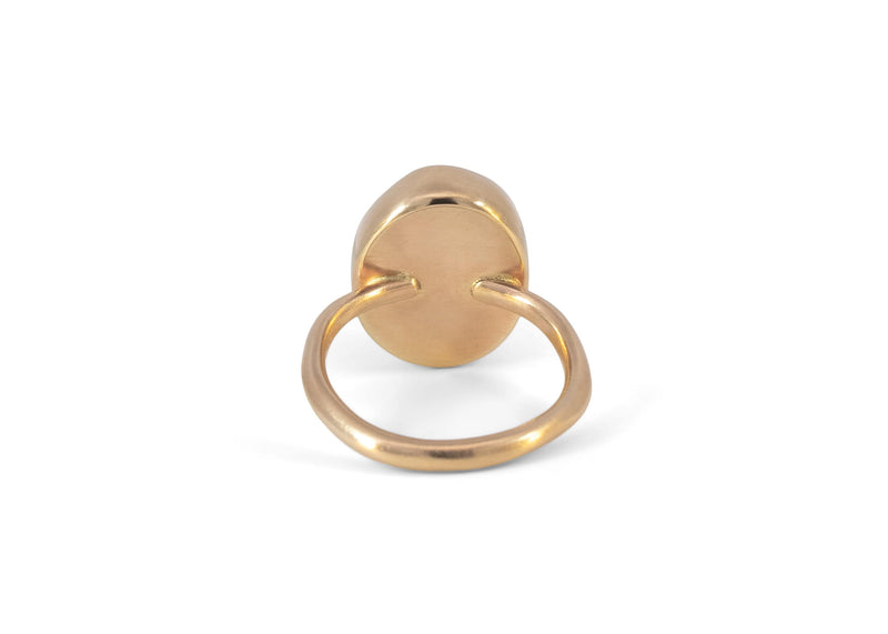 back of gold bezel set turquoise ring