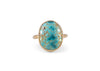 14k gold bezel set iron maiden turquoise ring 