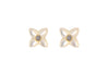 small gold mother of pearl flower earrings with diamonds