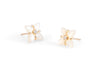 gold mother of pearl flower earrings with diamonds