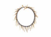 black and gold sea urchin spine fringe bracelet with toggle clasp