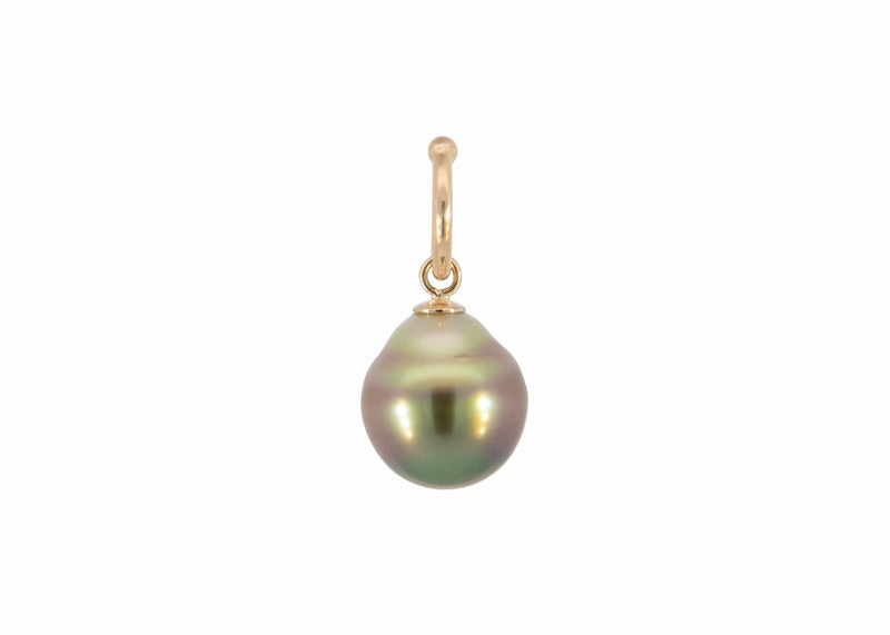 gold pistachio tahitian pearl charm