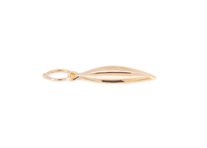 side view of 14k gold pomegranate leaf charm