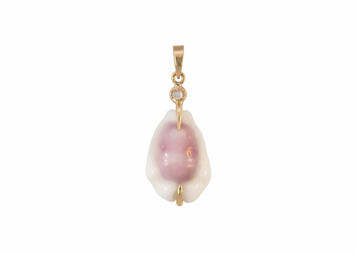 Money Cowrie Shell Charm w/Diamond