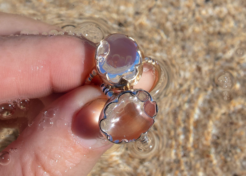 clear quartz crystal rings in water