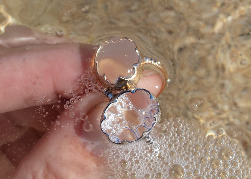 clear quartz crystal rings in water