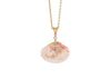 solid 14k gold pink and white shell necklace with rose cut diamond