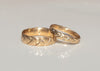 brushed gold braided travelers palm wedding band set