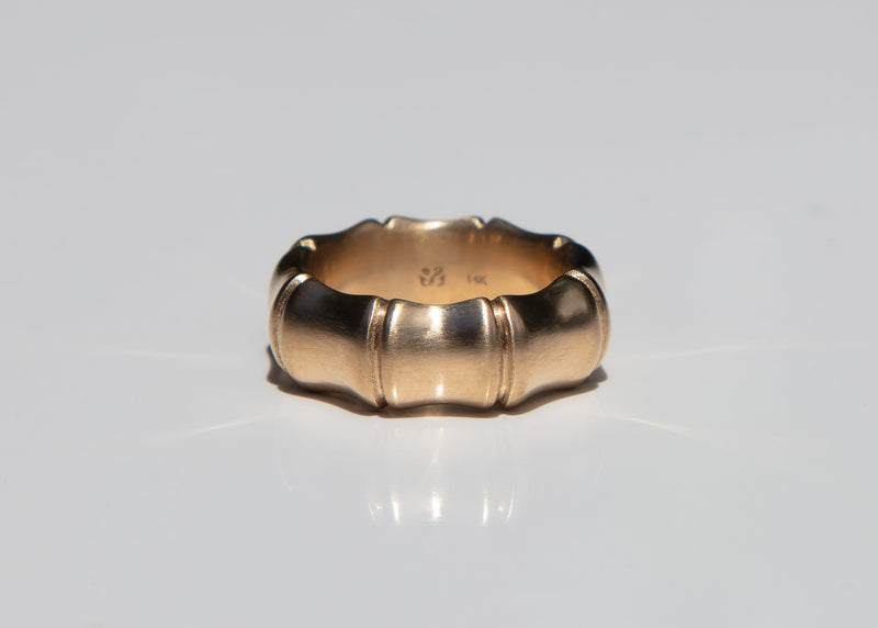 solid 14k gold wide bamboo ring