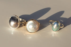 Gray Pearl Ring | Tahitian Mabe Pearl Ring | Salty Girl Jewelry