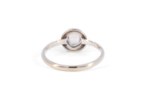 back of silver antique inspired moonstone ring