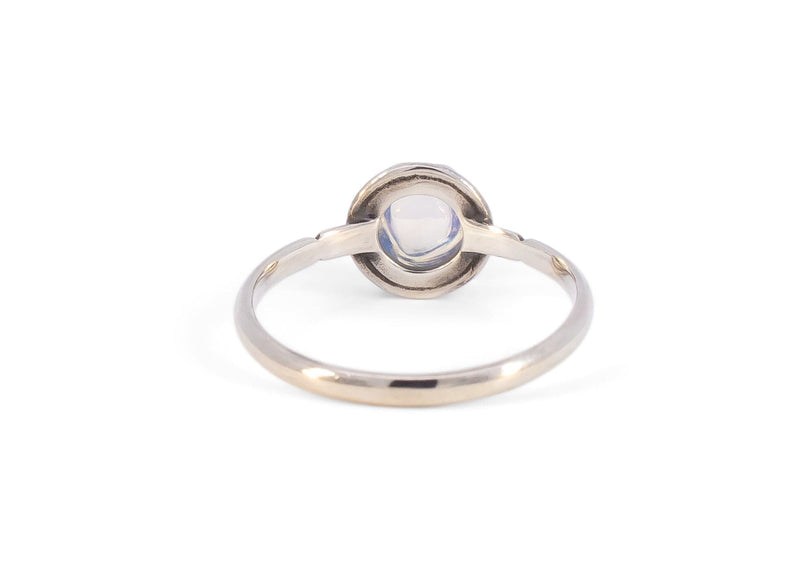 back of silver antique inspired moonstone ring