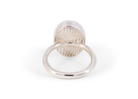 back of sterling silver oval abalone shell ring