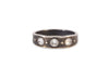oxidized sterling silver urchin shell inspired ring with inverted lab grown diamonds