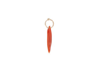 red ovulid shell charm with solid 14k gold hoop