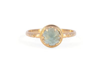 14k gold rose cut teal Montana sapphire ring with claw setting