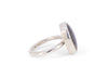 side of sterling silver oval abalone shell ring