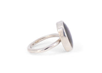 side of sterling silver oval abalone shell ring