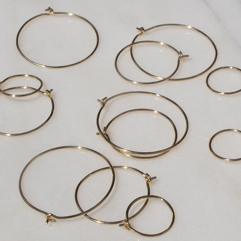 plain simple solid 14k gold hoop earrings