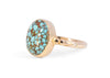 solid 14k gold turquoise ring with carved details on band
