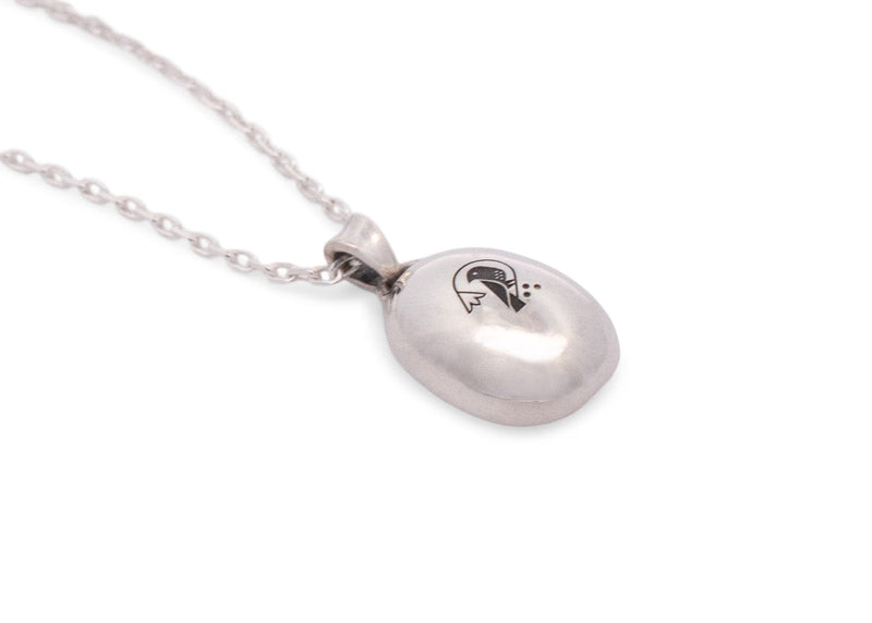 back of sterling silver coffee bean necklace