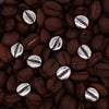 sterling silver coffee bean stud earrings on coffee beans