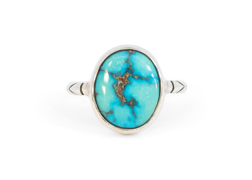 sterling silver egyptian turquoise ring with oxidized detailsa