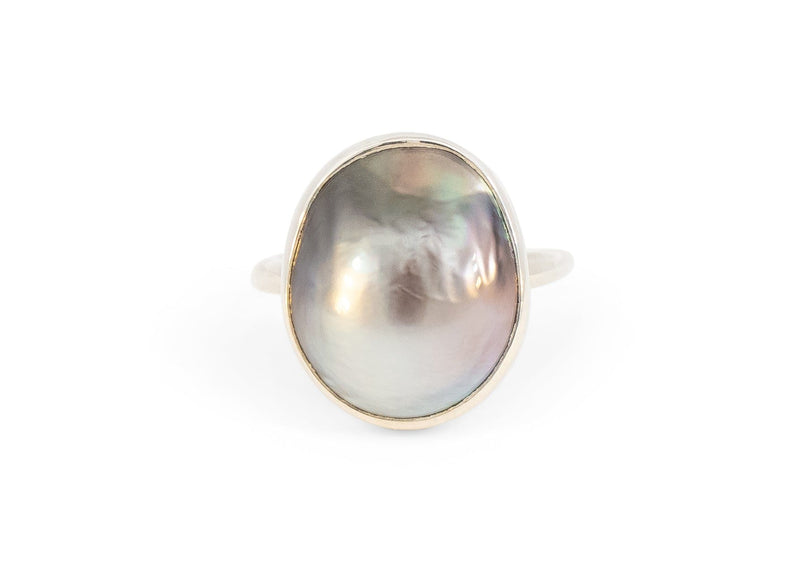 Gray Pearl Ring | Tahitian Mabe Pearl Ring | Salty Girl Jewelry